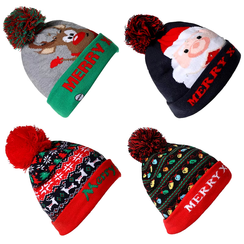 LED Christmas Beanie - Light-Up Hat