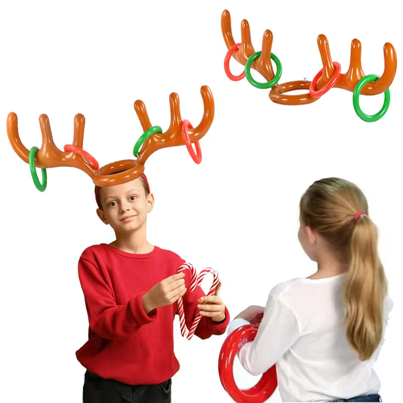 Reindeer Ring Toss Game - Inflatable Xmas Party Fun for Kids & Family