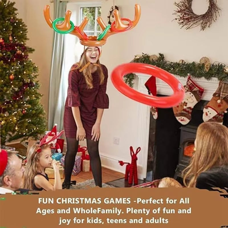 Reindeer Ring Toss Game - Inflatable Xmas Party Fun for Kids & Family