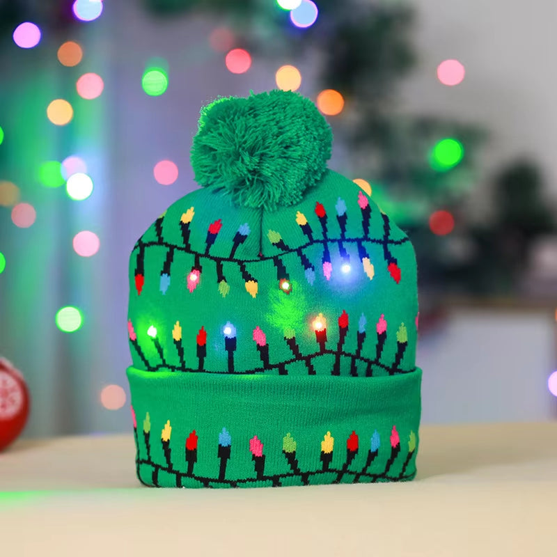 LED Christmas Beanie - Light-Up Hat