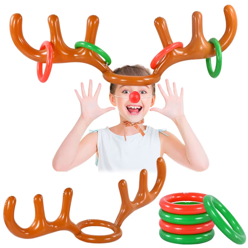 Reindeer Ring Toss Game - Inflatable Xmas Party Fun for Kids & Family