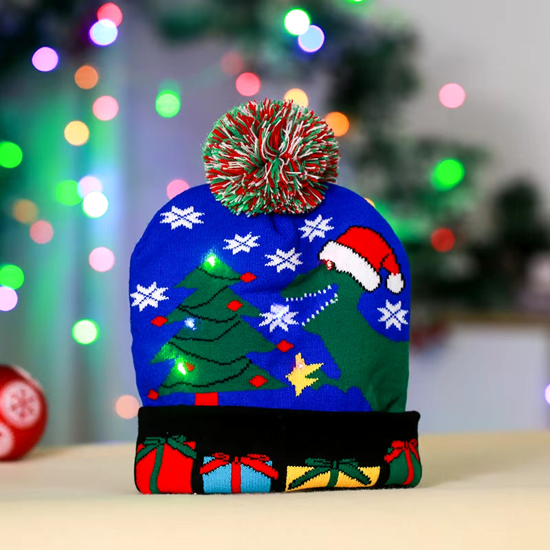 LED Christmas Beanie - Light-Up Hat