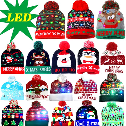 LED Christmas Beanie - Light-Up Hat