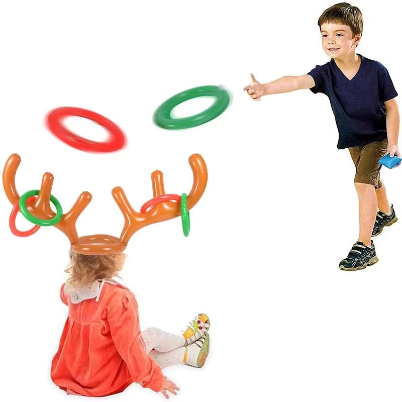 Reindeer Ring Toss Game - Inflatable Xmas Party Fun for Kids & Family