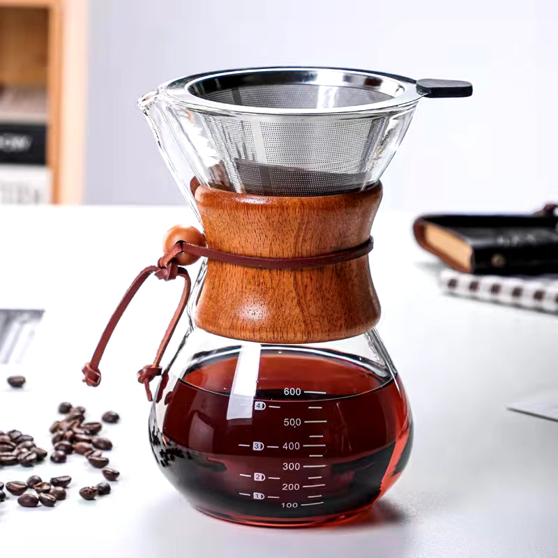 Durable Glass Coffee Maker with Stainless Steel Filter