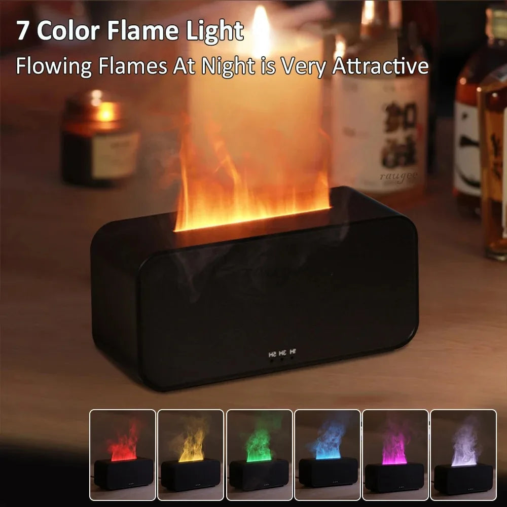 Stylish Flame Humidifier with LED & Essential Oil Diffuser