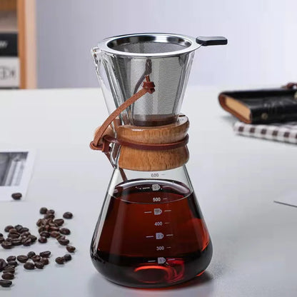 Durable Glass Coffee Maker with Stainless Steel Filter