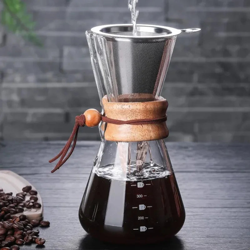 Durable Glass Coffee Maker with Stainless Steel Filter