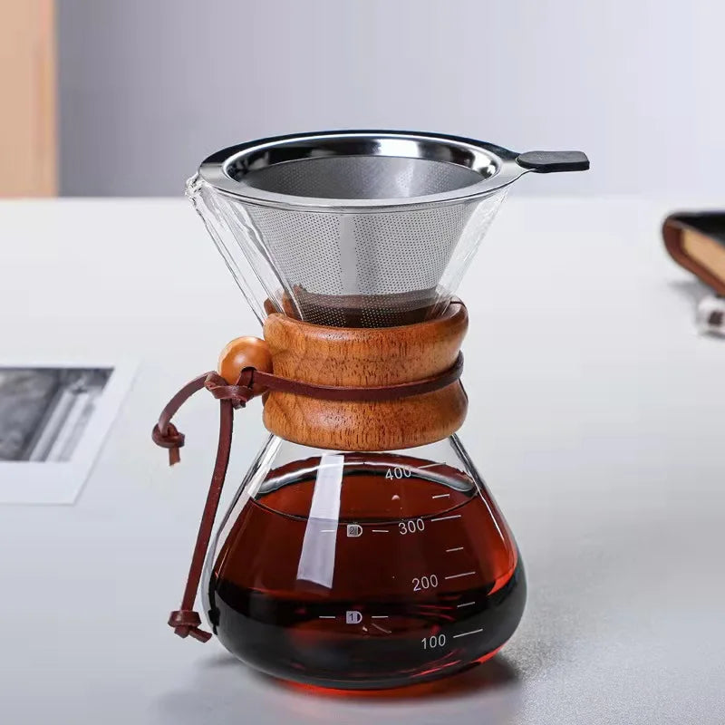 Durable Glass Coffee Maker with Stainless Steel Filter