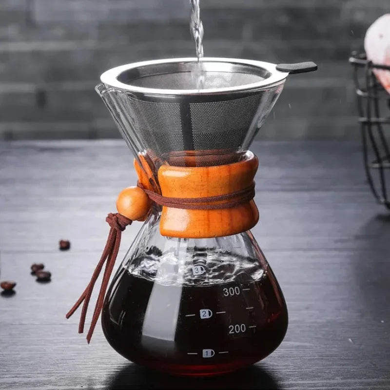 Durable Glass Coffee Maker with Stainless Steel Filter