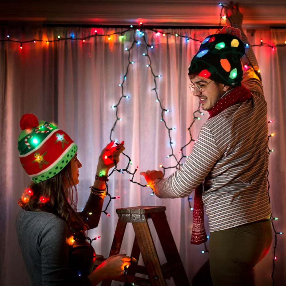 LED Christmas Beanie - Light-Up Hat