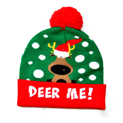 LED Christmas Beanie - Light-Up Hat