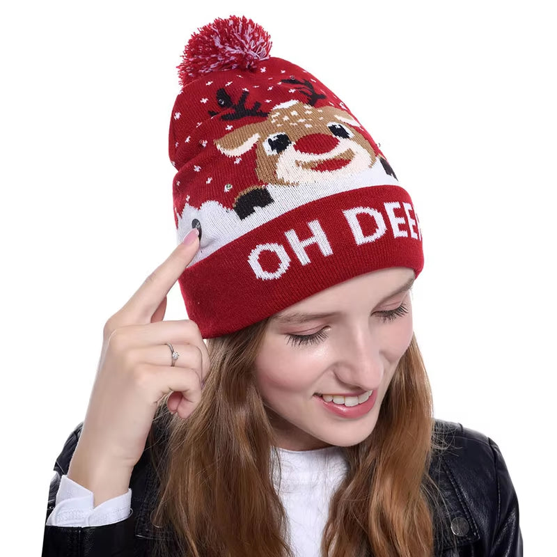 LED Christmas Beanie - Light-Up Hat